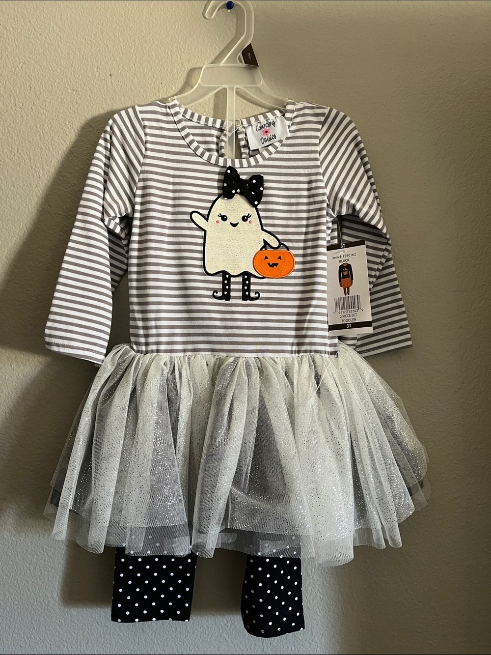 Halloween Ghost Tutu Dress Costume - Gray & Black
